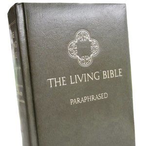 Vintage The Living Bible Paraphrased Olive Green Hard Cover Tyndale House 1973